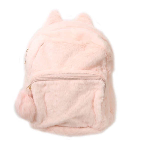 Pink fur Cat EAR Backpack - Picture 3 of 5